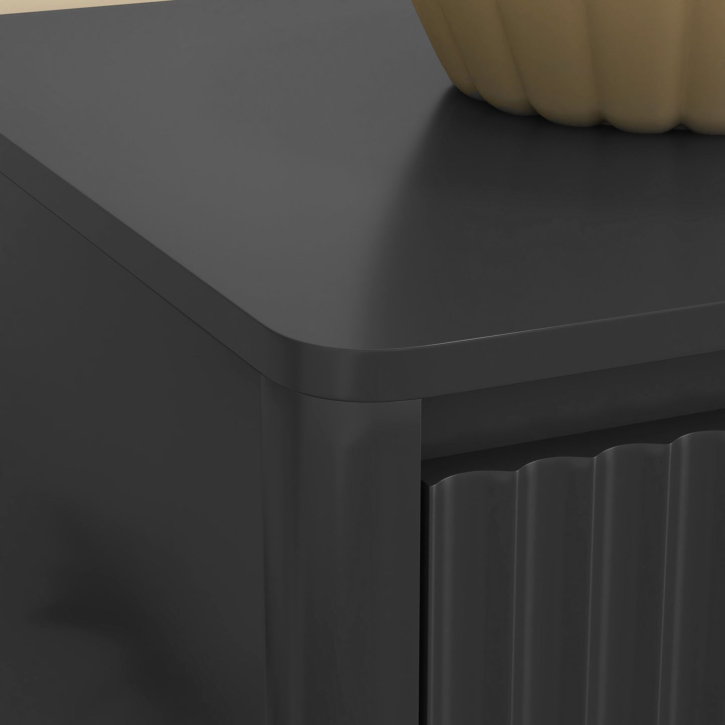 Mid-Century 9-Drawer Black Wave Dresser 59.1x15.7x31.6