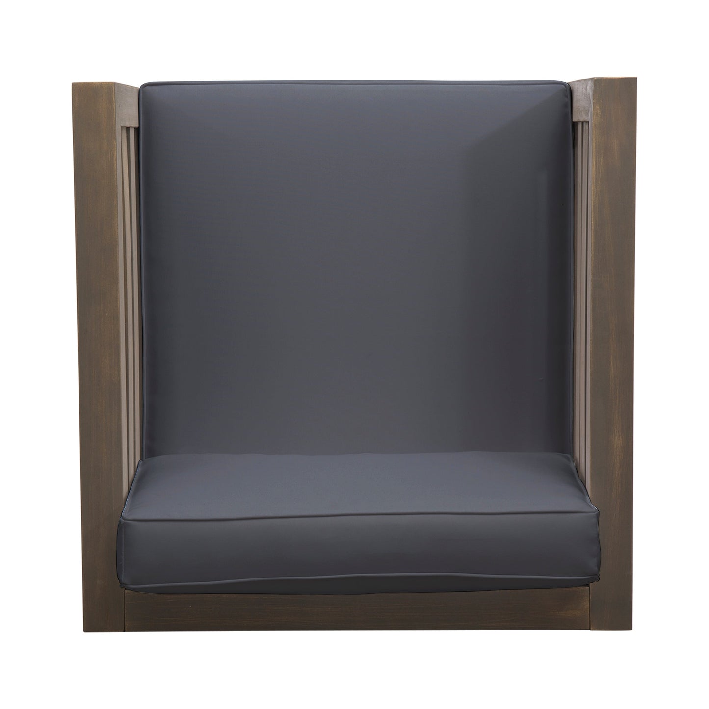 Outdoor Club Chair, Acacia Wood Patio Chair with Fabric Cushion, Backyard, Grey