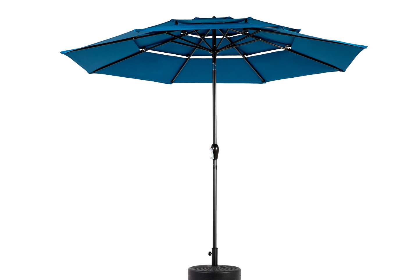 Patio Umbrella Auto Tilt 3 Tier Aluminum Dark Blue 10 Ft Crank