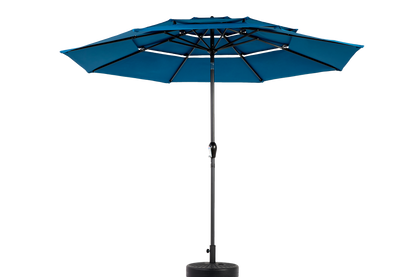 Patio Umbrella Auto Tilt 3 Tier Aluminum Dark Blue 10 Ft Crank