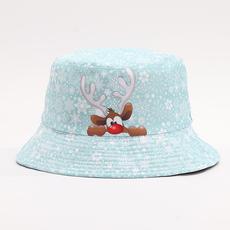 European And American Digital-print Bell-shaped Reindeer Bucket Hat