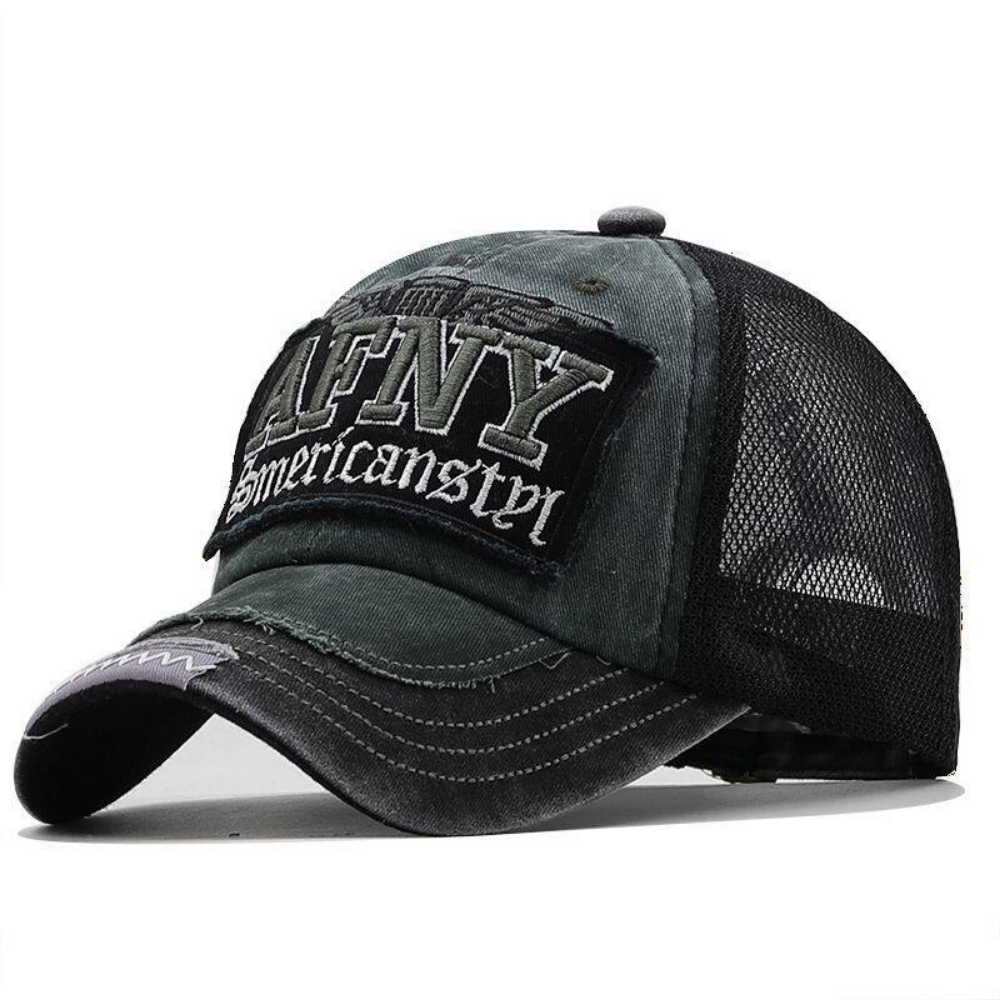 American Retro Distressed Washed Patchwork Lettered Frayed Baseball Cap For Summer, Breathable Outdoor Curved Brim Netted Visor, Trendy And Versatile Casual Hat