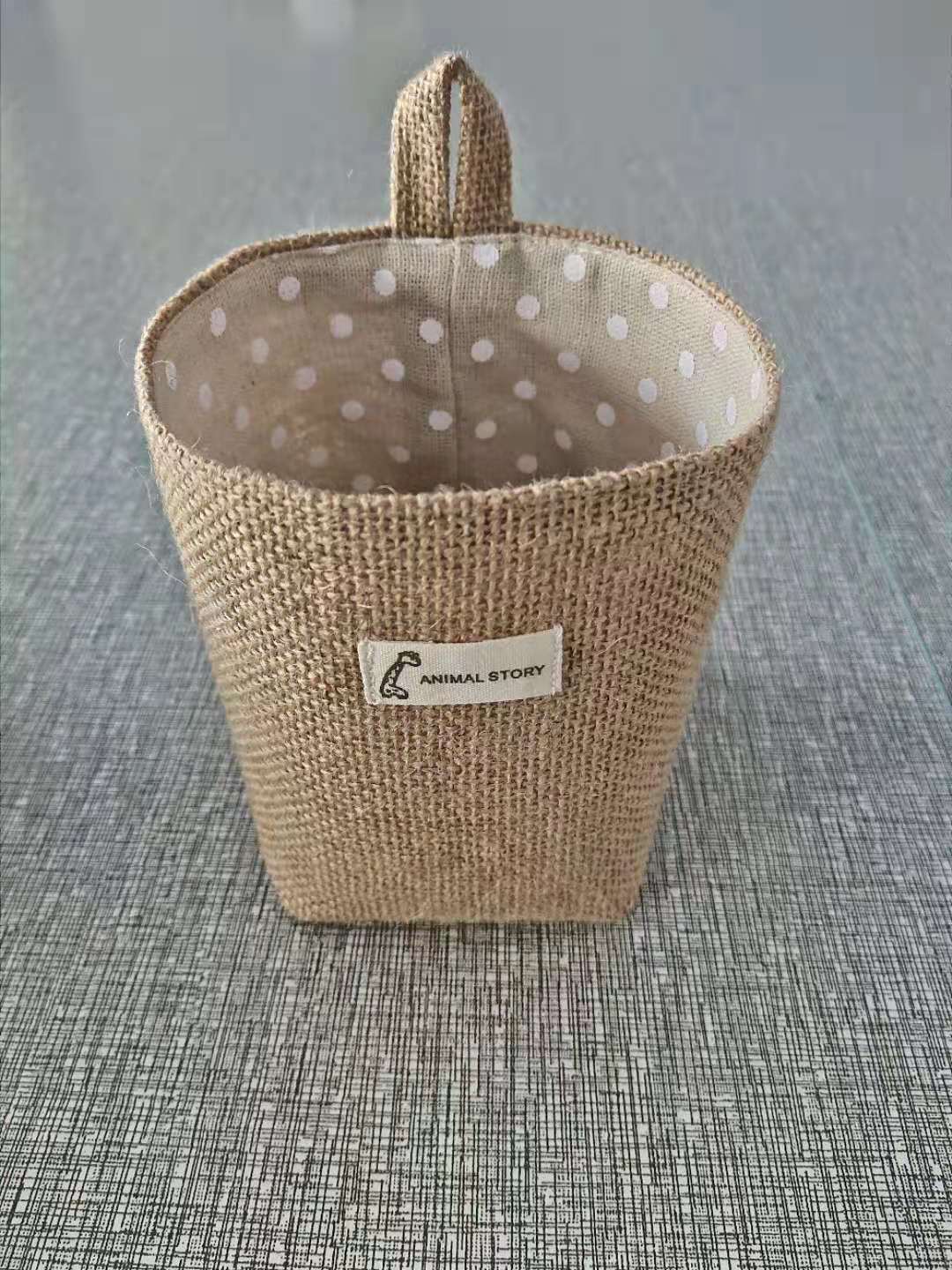 Wall-mounted Desktop Sundries Jute Storage Bag Bathroom S