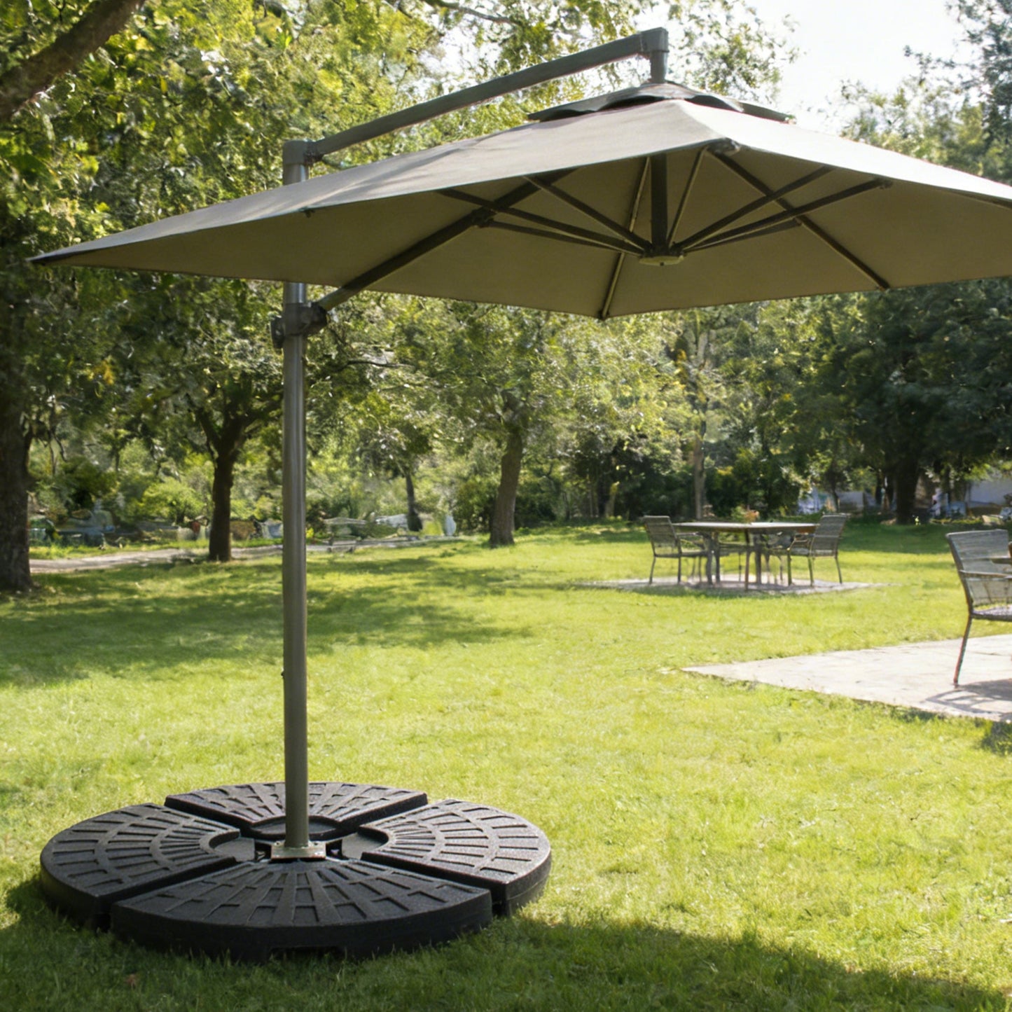 Patio Umbrella Base Fillable Black HDPE 4 Piece 220 LB Water or Sand