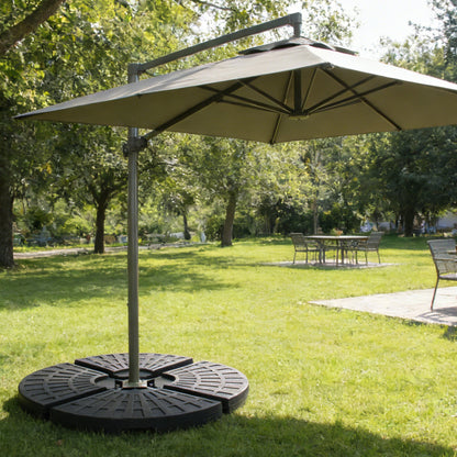 Patio Umbrella Base Fillable Black HDPE 4 Piece 220 LB Water or Sand