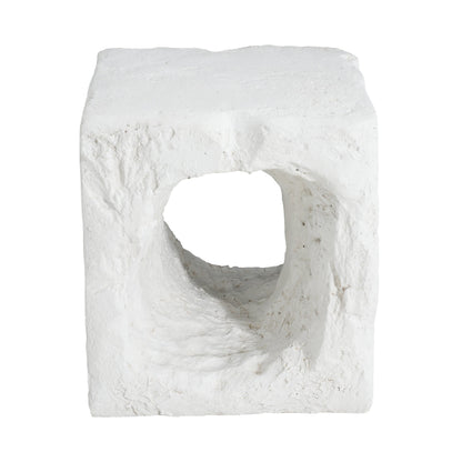 Outdoor Side Table Square MGO White Cave Texture 16.5x17.85in