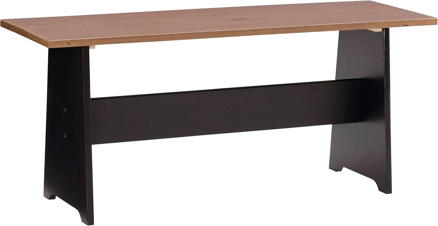 Black Pecan Five Seat Dining Set With Storage Benches