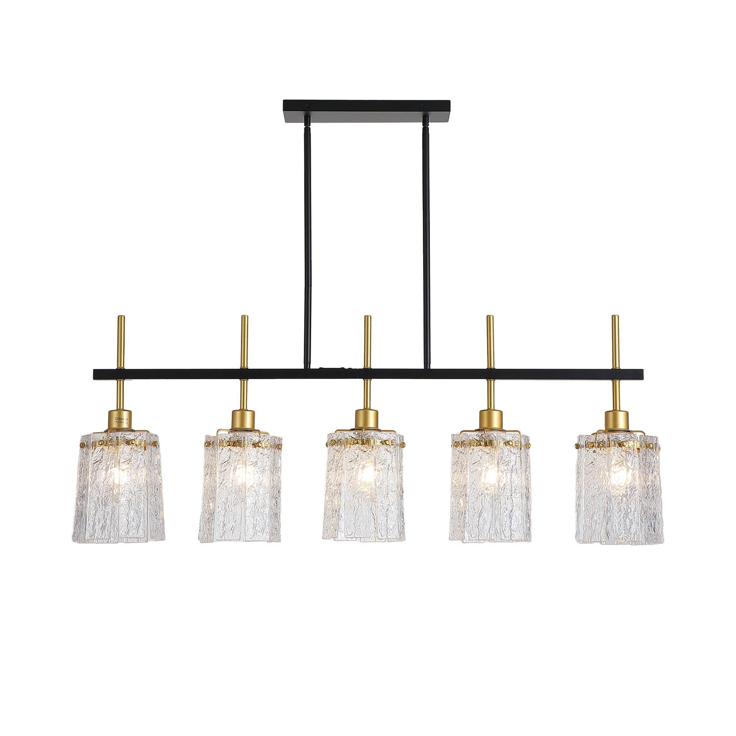 Chandelier 5 Light, Fixture Over Table - Black / Gold