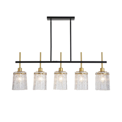 Chandelier 5 Light, Fixture Over Table - Black / Gold