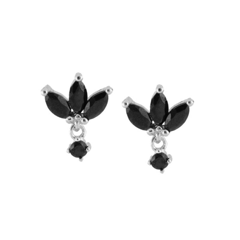 S925 Silver Needle Stud Earrings With Zircon Butterfly Design
