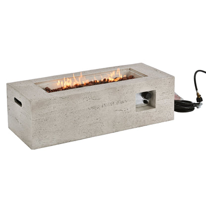 2-Piece Fire Pit Set: 41.9 in Propane Fire Pit 40,000 BTU with Lava Rocks and MGO Tank Cover