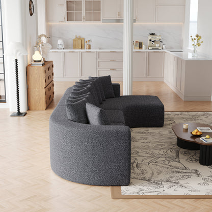 Cloud Sectional Sofa 131" Gray Chenille 3-Seat Right Chaise