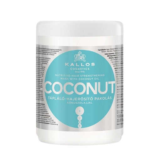 Kallos Cosmetics Coconut Hair Care Mask - Nourishing and Strengthening Treatment, 1000 ml Large Capacity