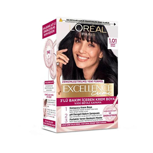 L'Oréal Paris Excellence Creme Hair Dye - Nourishing Permanent Hair Color with Hyaluronic Acid, 100% Gray Coverage