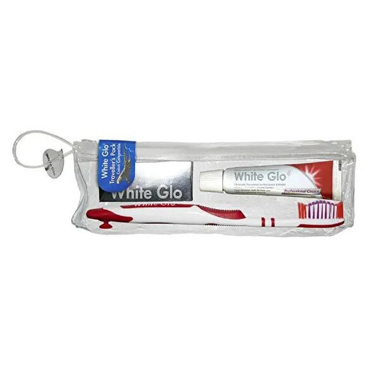 White Glo Oral Care Travel Kit - Compact Toothpaste, Toothbrush & Flexible Cleaner Set for Travelers