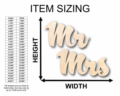 Mr. & Mrs. Sign Unfinished Wood Cutout Home Decor DIY Wedding