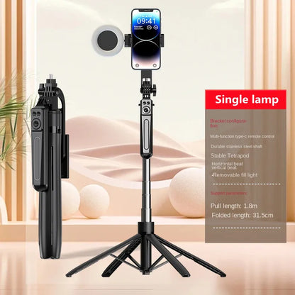Roreta Selfie Stick Tripod Extendable Wireless Bluetooth Remote Portable Smartphone Stand Mount With light For iOS Android Phone