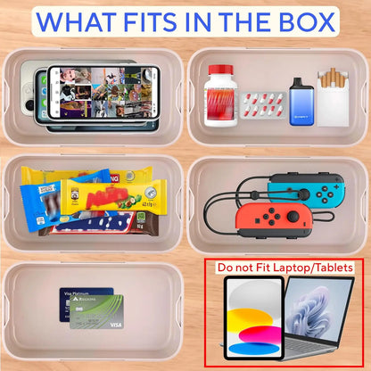2.8L Timer Lock Box | Electronic Lockable Storage Box with Combination Lock & Digital Timer for Phone, Medication & Focus