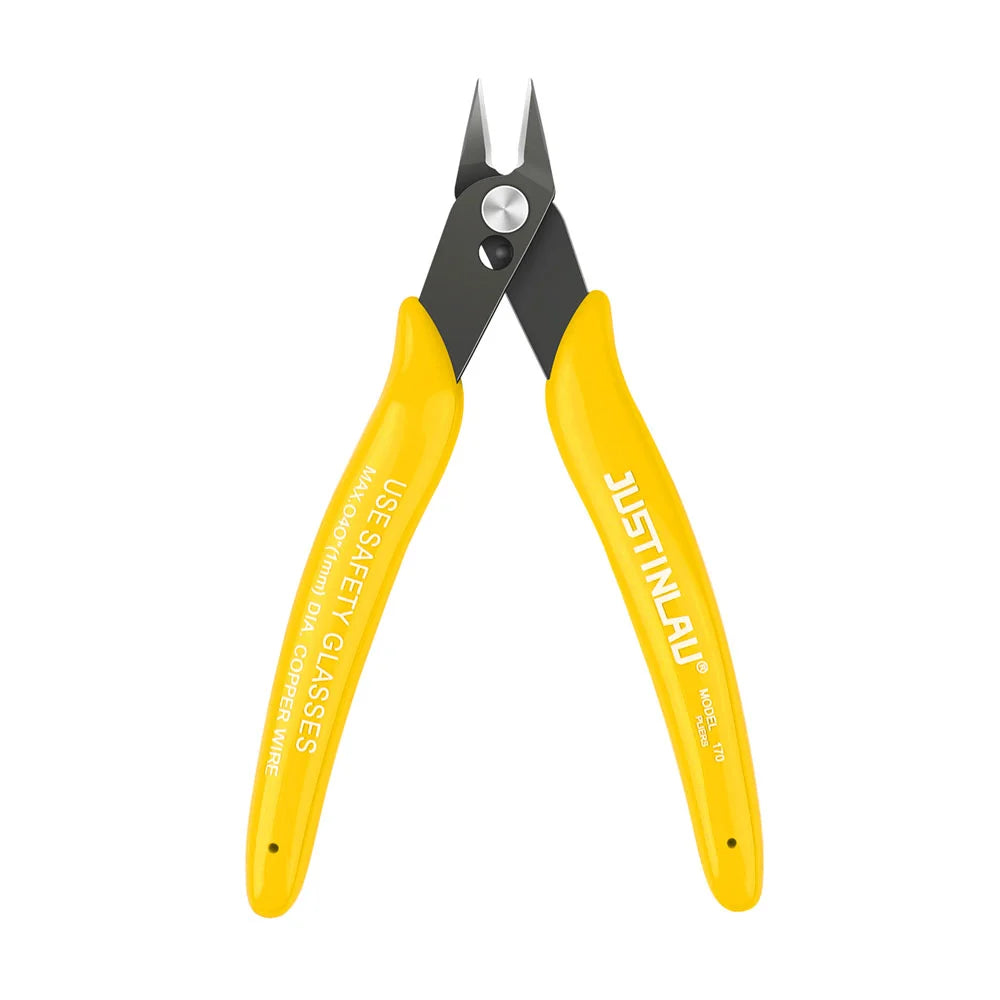 Diagonal Wire Cutters – Carbon Steel Flush Cutting Pliers, 45° Bent Spring-Loaded Nipper for Electronics & Jewelry