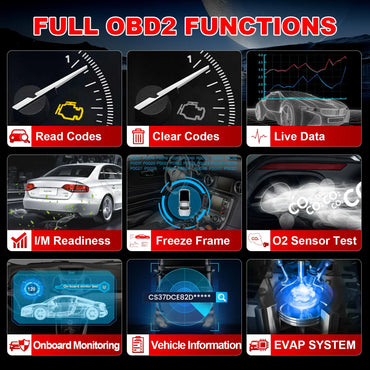 OBD2 Scanner CAN Auto Code Reader Diagnostic Tool – I/M Readiness, Engine & Battery Tester, Lifetime Free Updates