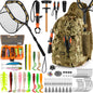 PLUSINNO Fishing Backpack with Tackle Boxes, Waterproof Fishing Sling Tackle Bag For Fishing Gear With Rod Holder, Fishing Gifts for Men With Fishing lures, Fishing pliers, Fish Lip Gripper.