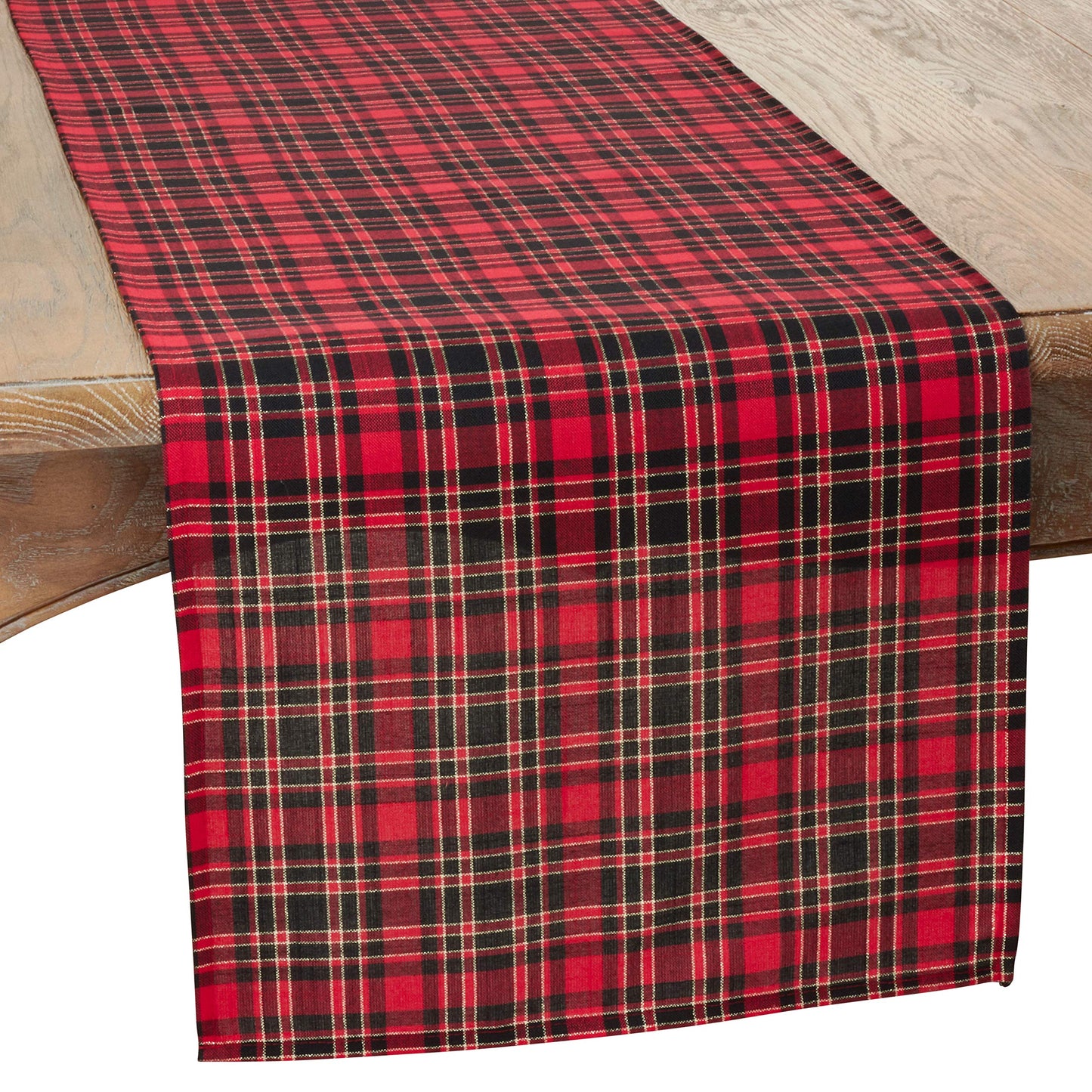 Fennco Styles Highland Holiday Red & Black Plaid Design Table Runner 16"x54"