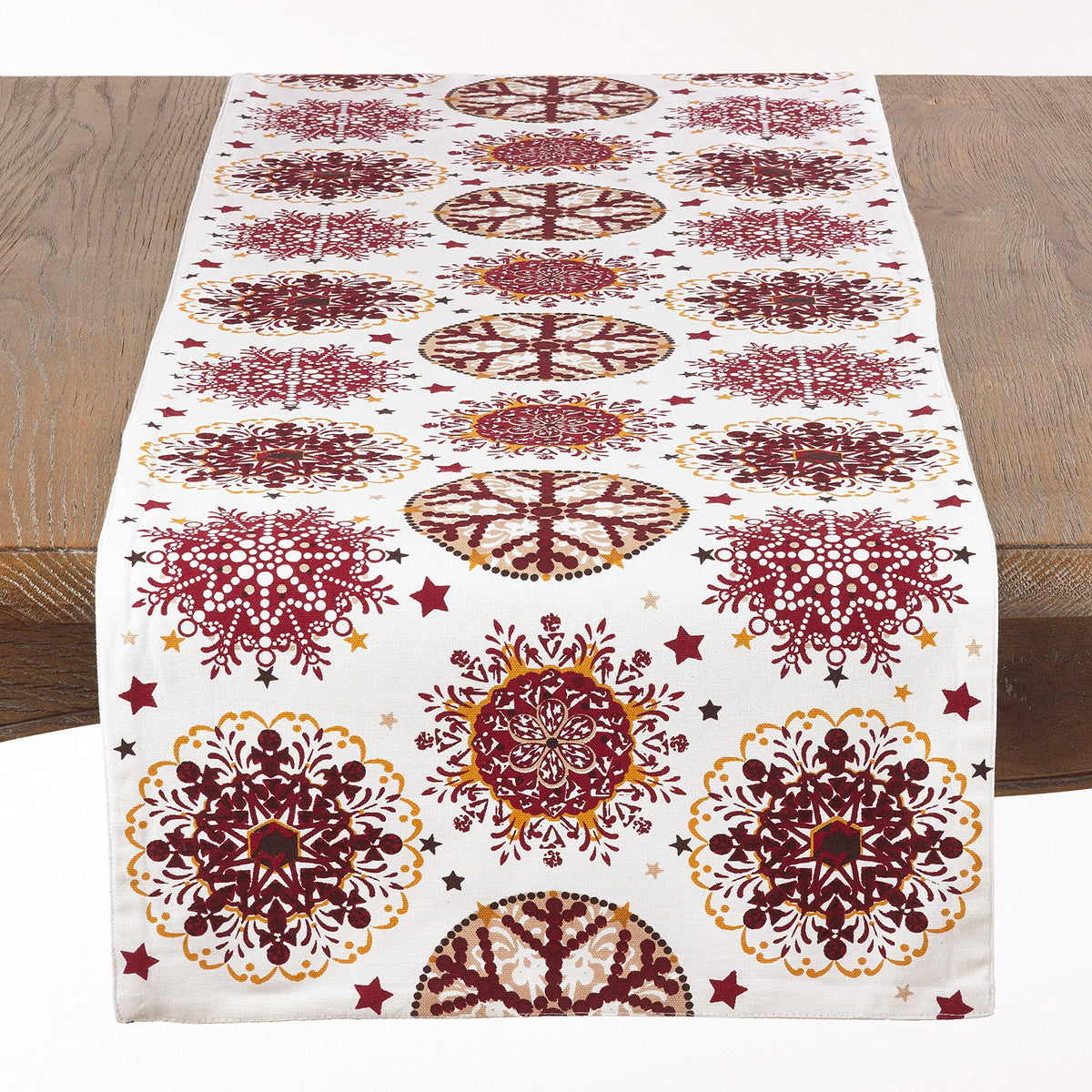 Fennco Styles Holiday Decor Red Snowflake Print Tablecloth