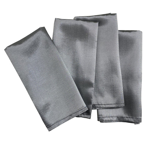 Fennco Styles Silver Satin Cloth Napkins 20" W x 20" L, Set of 4 - Solid Color Dinner Napkins for Wedding, Banquets, Special Events, Holiday and Christmas Décor