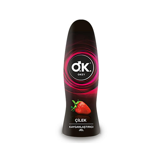 Okey Strawberry Flavored Personal Lubricant - Water-Based, Latex Compatible, 1.69 fl oz