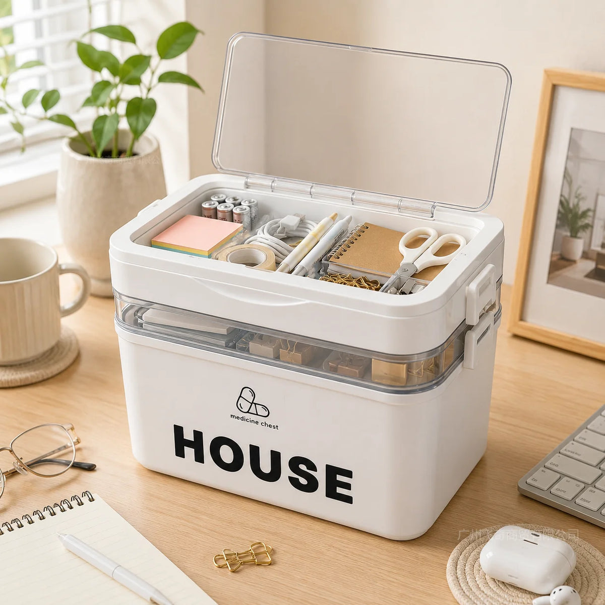 Multi-Tier First Aid and Small-Item Storage Box, 2 to 5 Layers