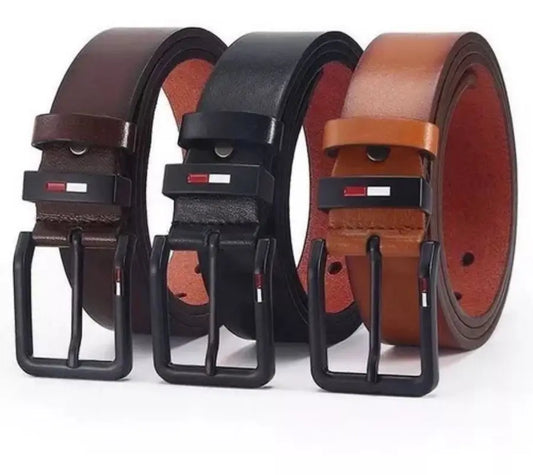Men's PU Leather Belt with Alloy Square Pin Buckle - 47.2in (120cm) x 1.5in (3.8cm) | Business & Casual Waist Belt - Black Coffee Brown