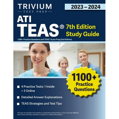 ATI TEAS 7th Edition 2023-2024 Study Guide: 1,100+ Practice Questions and TEAS 7 Exam Prep [2nd Edition] - Paperback