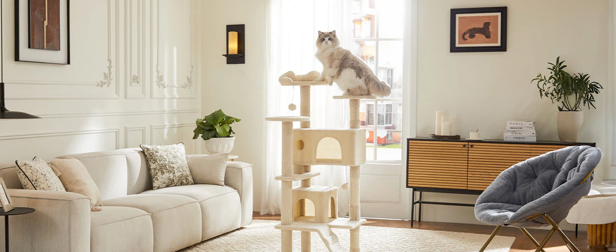 JHK 54-Inch Multi-Level Cat Tree with Sisal Scratch Posts