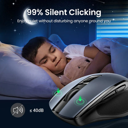 Wireless Bluetooth 5.0 Mouse — Ergonomic Silent 4000 DPI Dual Mode (2.4GHz) 6-Button for Laptop, MacBook, Tablet, PC