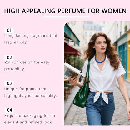 Roxelis Women's Roll-On Perfume 10ml - Alcohol-Free, Natural Aromatic Fragrance, Ball-Tip Applicator - Single, 4-Pack & 10-Pack