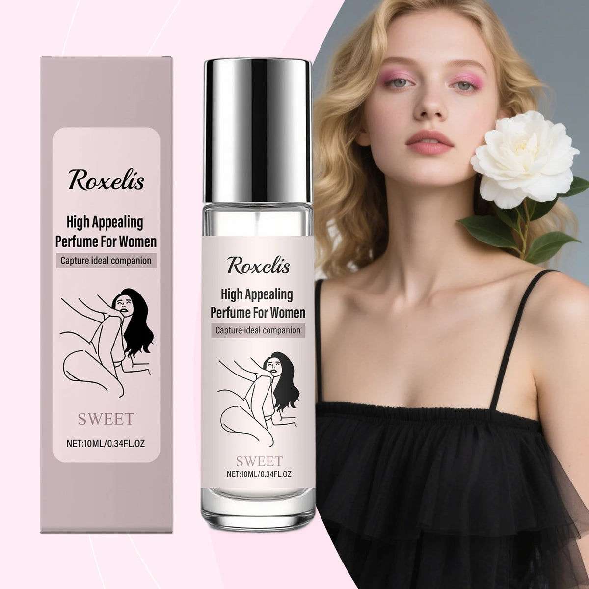 Roxelis Women's Roll-On Perfume 10ml - Alcohol-Free, Natural Aromatic Fragrance, Ball-Tip Applicator - Single, 4-Pack & 10-Pack