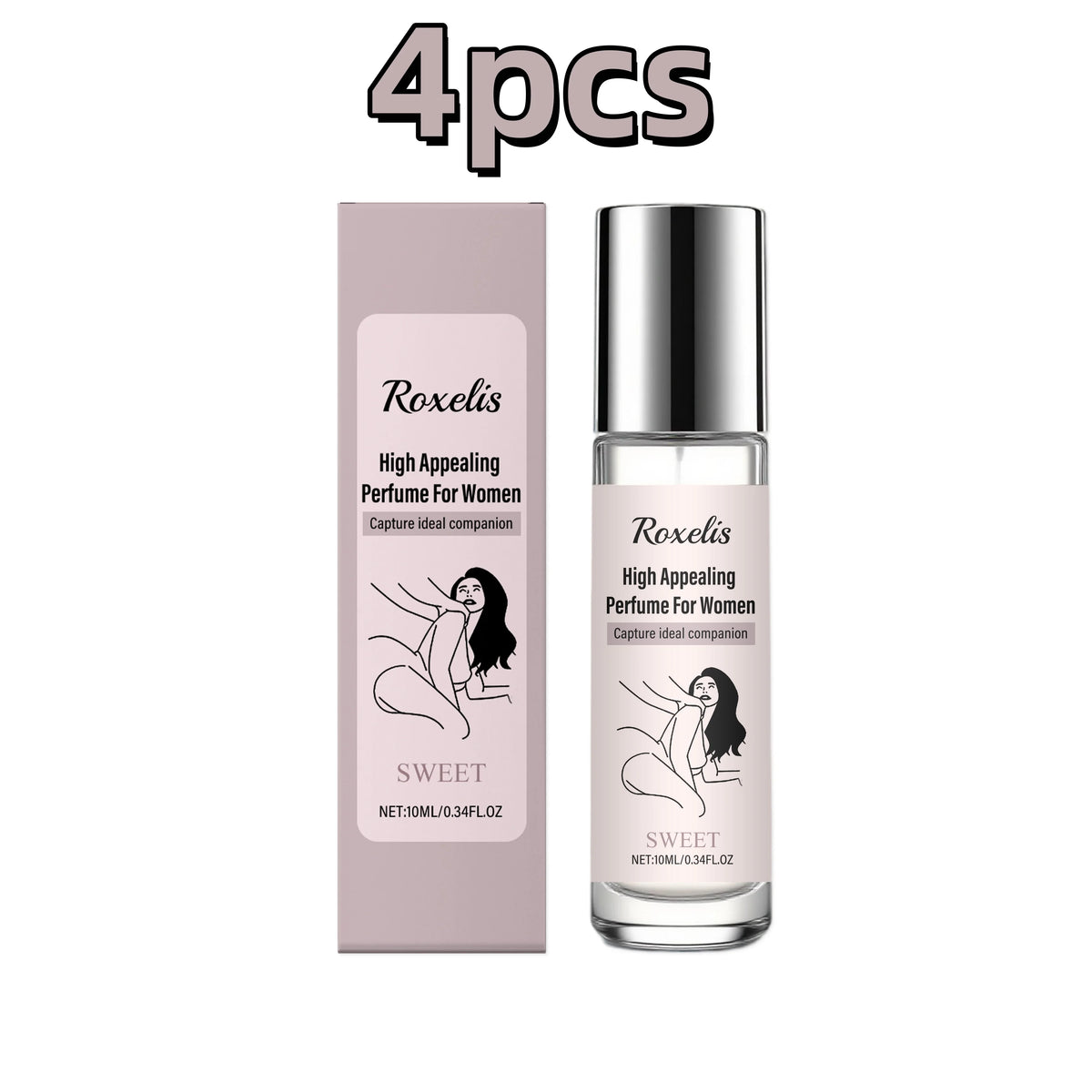 Roxelis Women's Roll-On Perfume 10ml - Alcohol-Free, Natural Aromatic Fragrance, Ball-Tip Applicator - Single, 4-Pack & 10-Pack
