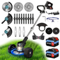 Cordless Electric Riding Lawn Mower and Weed Trimmer for Gardens & Courtyards