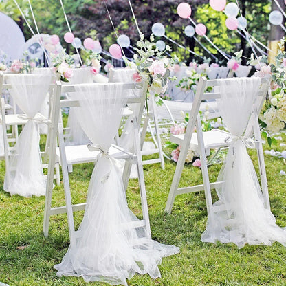 White Wedding Decoration Tulle Roll Crystal Organza Sheer Fabric For Wedding Birthday Party Backdrop Weeding Chair Sashes Decor
