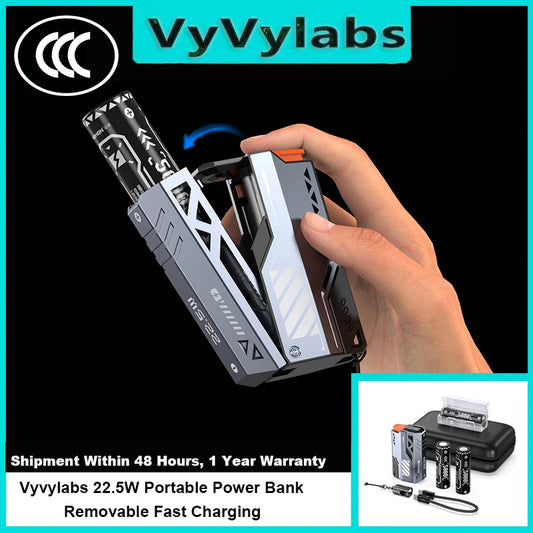 Detachable 30000mAh Power Bank — 22.5W PD Wireless Fast Charger USB-C with 21700 Replaceable Batteries