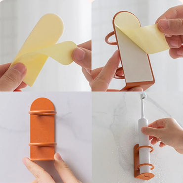 Wall-Mounted Punch-Free Electric Toothbrush & Razor Holder – Bathroom Storage Shelf Organizer