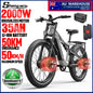 26-Inch 2000W Dual Motor Electric Mountain Bike, 7-Speed Fat Tire E-Bike, 48V 17.5Ah Removable Battery