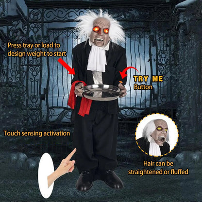 Interactive Halloween Butler Prop with Glowing Eyes