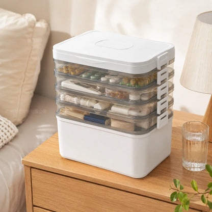 Multi-Tier First Aid and Small-Item Storage Box, 2 to 5 Layers