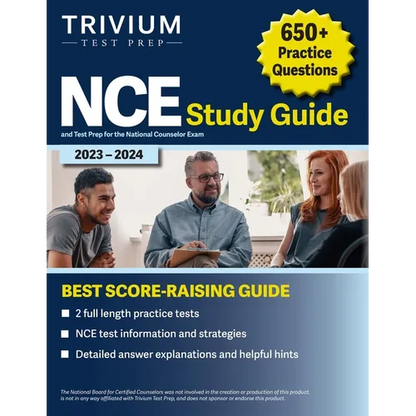 NCE Study Guide 2023-2024: 650+ Practice Questions and Test Prep for the National Counselor Exam - Paperback