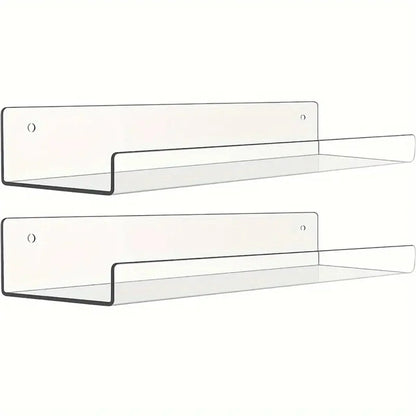 1/2pcs 11.8inch Clear Acrylic Shelves, Wall Mounted Storage for Kitchen, Bathroom, Office - Home Organization and Decor