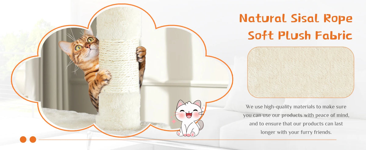 JHK 54-Inch Multi-Level Cat Tree with Sisal Scratch Posts