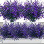 12 Bunches Outdoor Artificial Flowers UV Resistant Plastic Shrubs Decorative Plants for Garden Edging Window Boxes Fake Greene