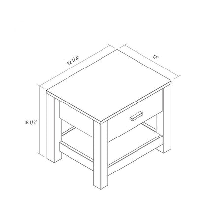 FarmHouse Traditional Rustic Acacia 1 Drawer Nightstand