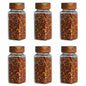 Acacia Wood Cover 120ml Square Glass Seasoning Jar 6Pcs